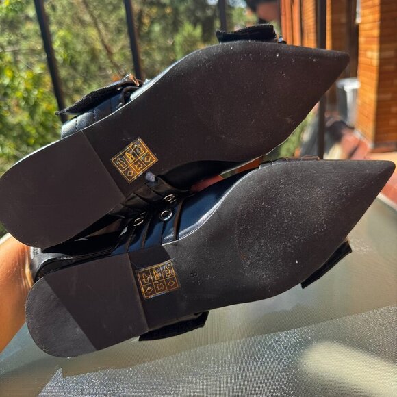 New Free People x Jeffrey Campbell Lilly Buckle Debb Slingback Flats Black 8 - Picture 6 of 10